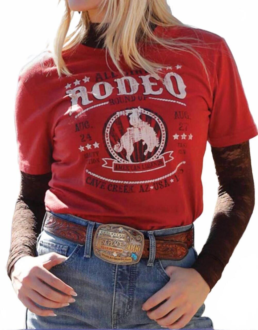 NEW CRUEL GIRL rodeo print t-shirt in red